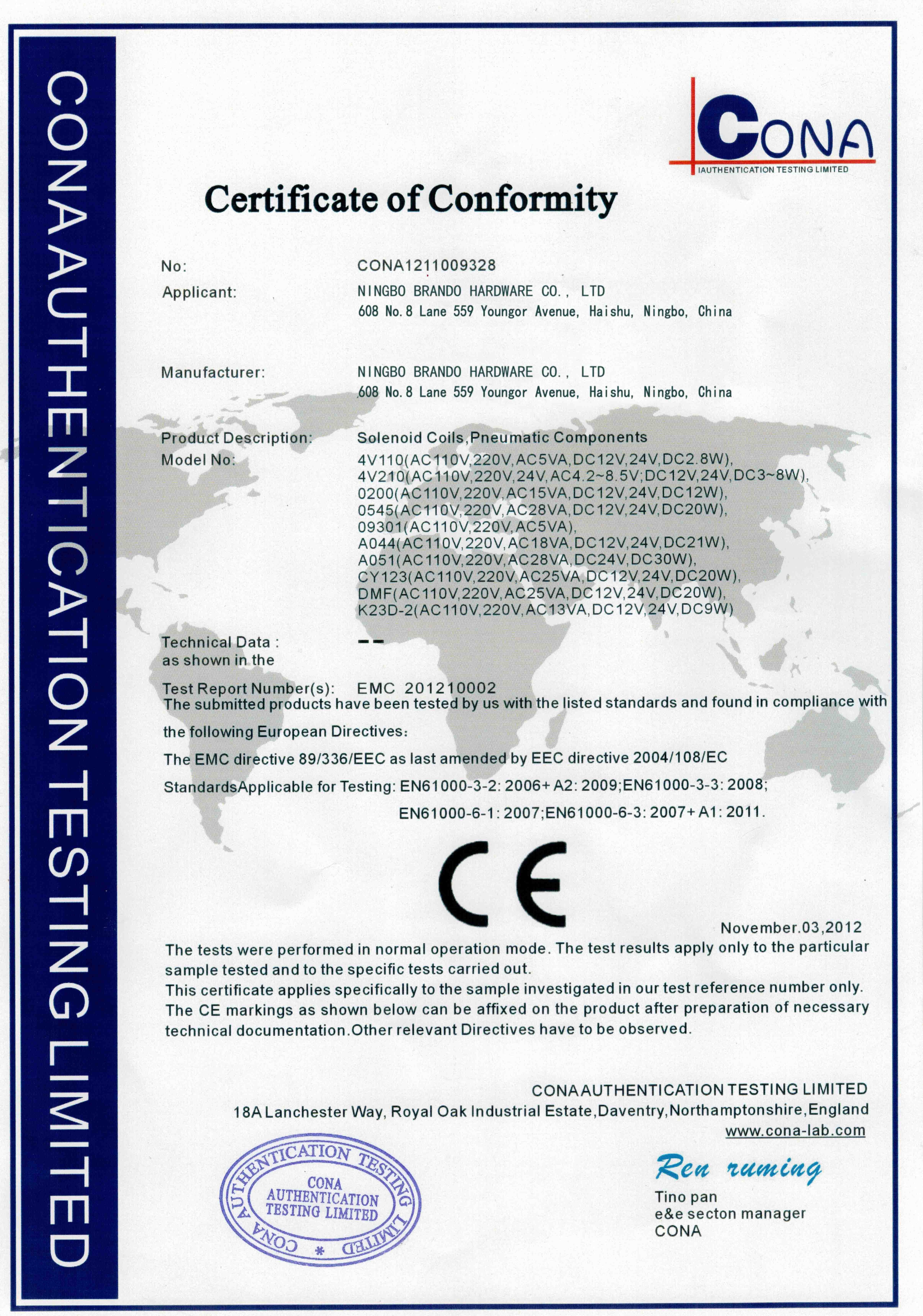 CHINA Ningbo Brando Hardware Co., Ltd Certificaciones